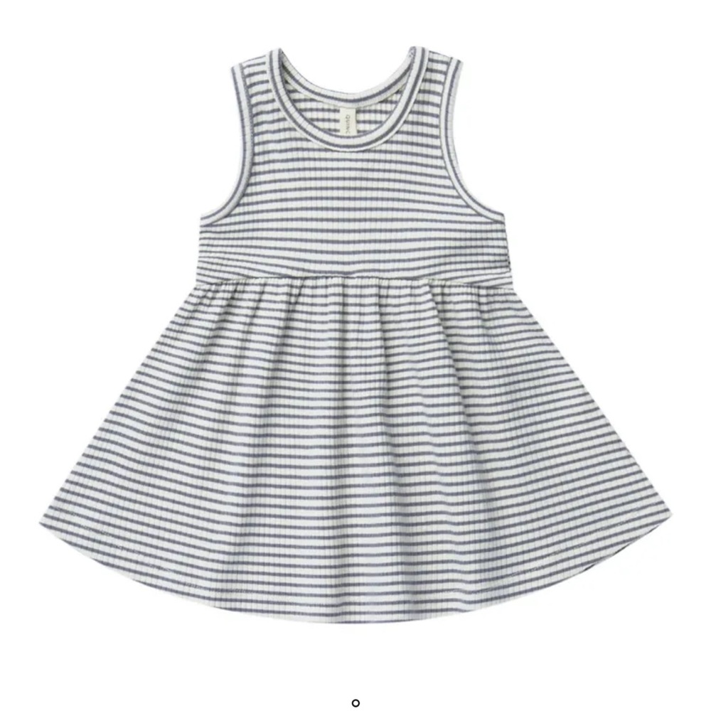 Quincy Mae Ribbed Organic Cotton Strap Dress & Bloomer | Grey